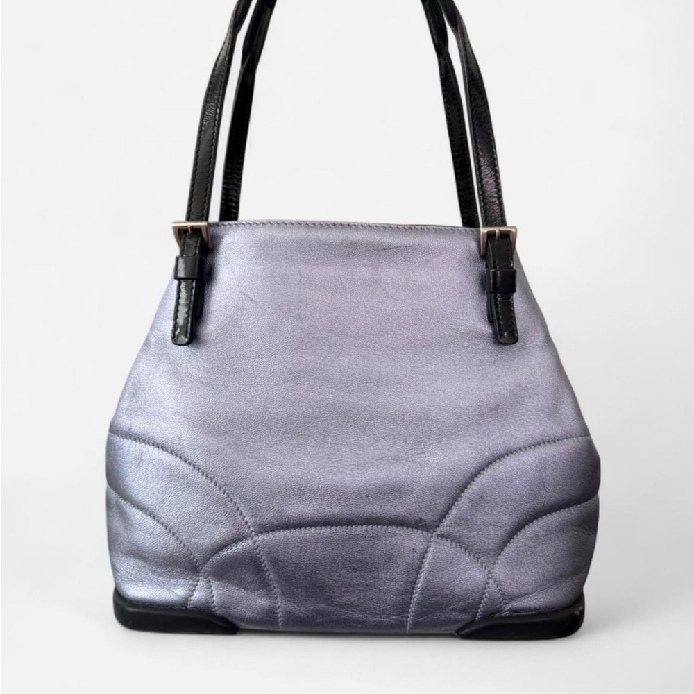 Prada Metallic Blue Napa Leather Bag - Picture 2 of 8